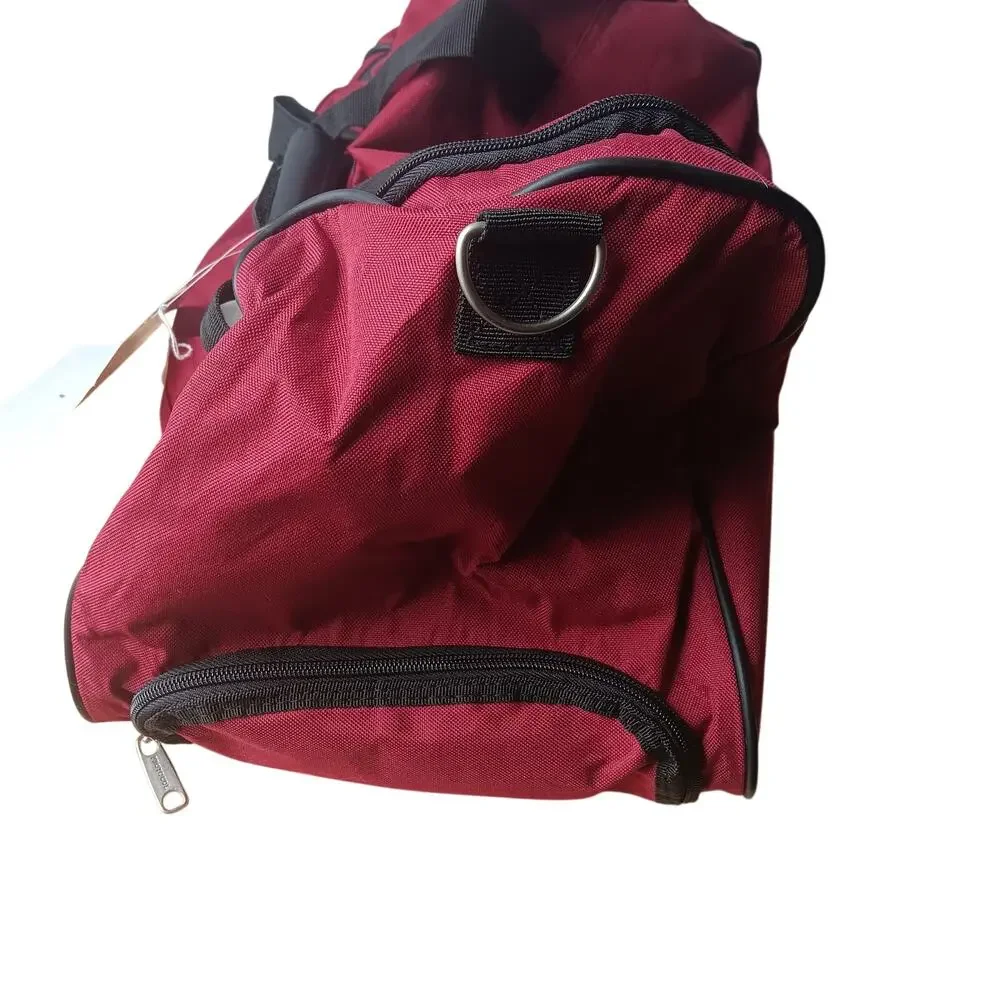 NWT Protocol Red Canvas Duffle Bag 2-Wheels Telescope Handle Removable Strap